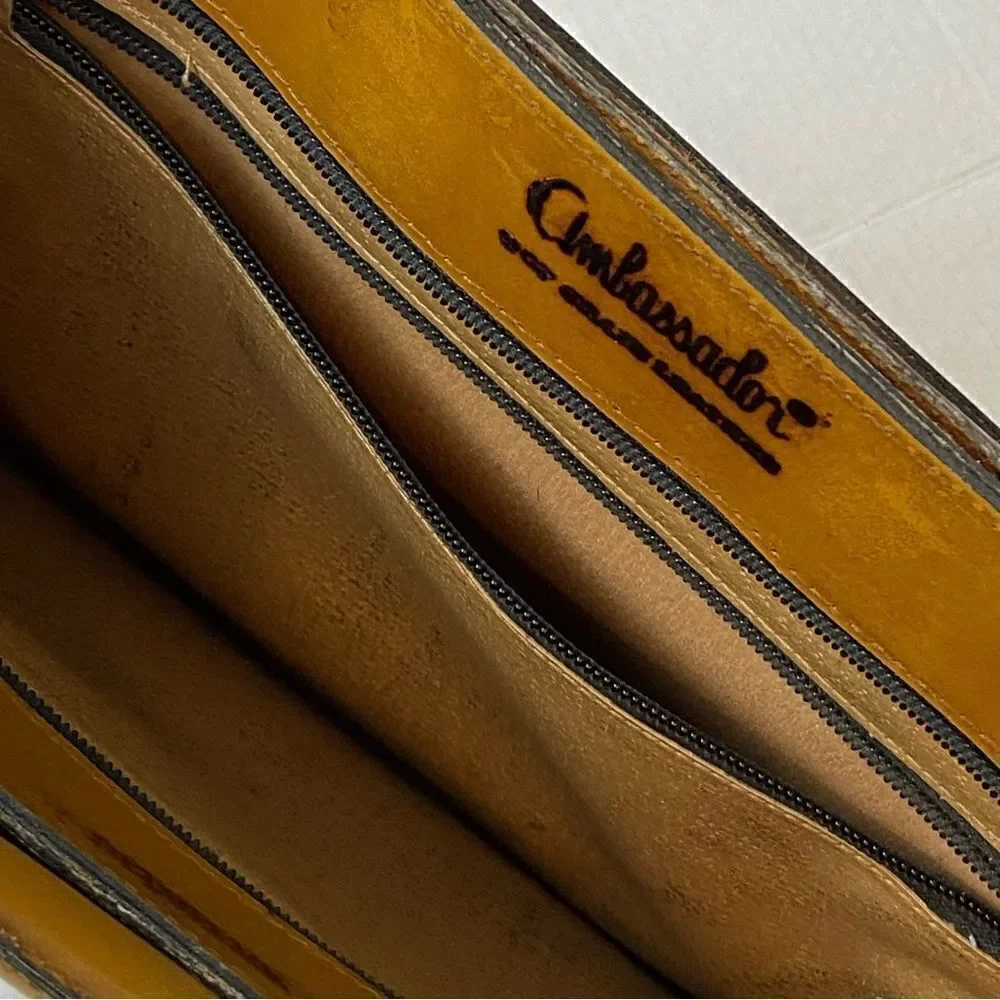 Ambassador Men’s Unisex Vintage Briefcase Chestnut CorpCore Business Organizer‎
